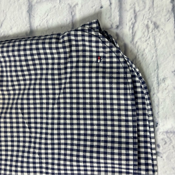 Tommy Hilfiger Navy and White Gingham Women's Shirt. Size Medium. Preppy. - Picture 3 of 10